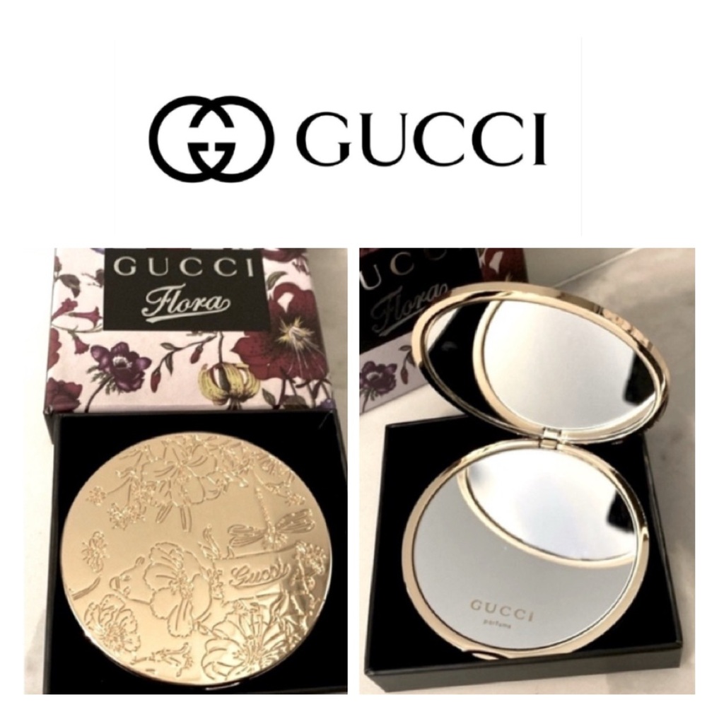 Nib- Gucci Flora Compact Mirror Gold-Tone View 3